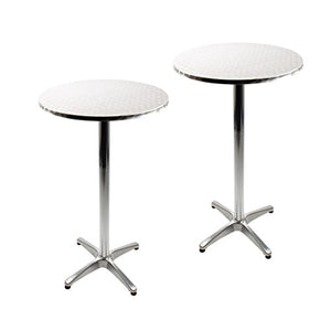 Vanage Tavoli da Bistrot, Set da 2 Tavolini Alti da Bar o Giardino con Piano Tondo, Tavolo Basso 70 cm o Tavolo Alto 110 cm, Piedini Regolabili