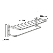 TankMR Mensola da bagno con doppio portasciugamani da parete in acciaio inox antiruggine con supporto da parete grigio