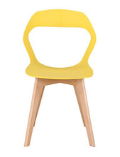 Sedia in polipropilene e gambe di faggio, design semplice e moderno, con schienale cavo, per sala da pranzo, cucina, soggiorno, ristorante, ufficio, sala riunioni, set da 4 (giallo)