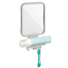 mDesign Specchietto da Bagno – Specchio Doccia da Barba o depilazione, con Pratico Sostegno per Schiuma da Barba – Impiegabile Anche Come Specchio cosmetico – Grigio Chiaro