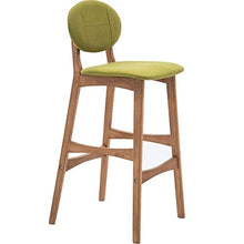 WHOJA Legno Massiccio Sedia da Bar Sgabello Alto Domestico Cotone e Lino Traspirante 101x48x40cm Sgabelli da Bar Sedie Set (Color : Green)