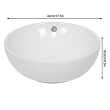 Dioche Lavandino rotondo bianco moderno elegante in ceramica lavabo da appoggio per lavabo bagno 44 x 16,5 cm