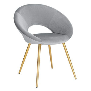 WOLTU BH23hgr-1 Poltrona Grigio Chiaro in Velluto per Cucina Soggiorno Moderna Sedia con Schienale Braccioli