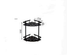 GJJSZ Scaffali triangolari a Due Piani con cestello Nero,Materiale in Acciaio Inossidabile,mensole da Bagno,mensola da Bagno 21,5 * 36 cm a Parete