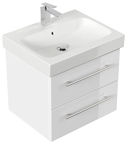 emotion ICON60CM000101DE - Lavabo con mobiletto, in Legno Bianco Lucido, 60 x 57 x 48,5 cm