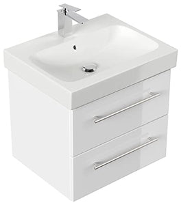 emotion ICON60CM000101DE - Lavabo con mobiletto, in Legno Bianco Lucido, 60 x 57 x 48,5 cm