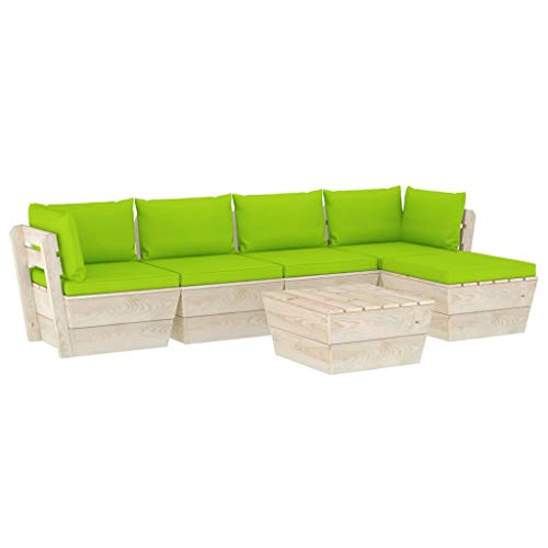 FAMIROSA Set Divani da Giardino su Pallet 6 pz con Cuscini Legno Abete-3515