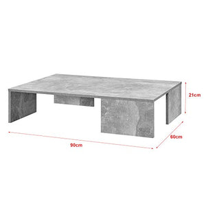 [en.casa] Tavolino da caffè/da Divano 21 x 90 x 60 cm Tavolo Basso da Salotto/Soggiorno in Forma Rettangolare Struttura Semplice e Moderna - Effetto Cemento