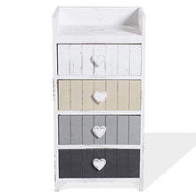 Rebecca Mobili Comodino in Legno 4 cassetti, Mobile cassettiera, Bianco Beige Grigio, Shabby Chic Vintage, Camera Ingresso - Misure: 72 x 35 x 27,5 cm (HxLxP) - Art. RE4380