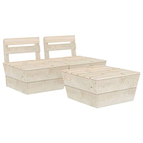 FAMIROSA Set Divani da Giardino su Pallet 3 pz in Legno Abete Impregnato-3710