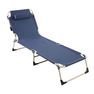 HYM Pieghevole Portatile Pieghevole Camping Lounge Beach Garden Patio Sedia Reclinabile Sedia Reclinabile Blu