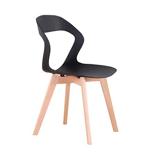 WV LeisureMaster - Set di 4 sedie da pranzo in materiale ABS, gambe in legno, sedie da ufficio, per sala da pranzo, soggiorno, 4 pezzi, colore: Nero