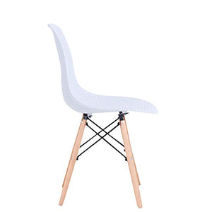 GroBKau - Set di 4 sedie con gambe in metallo, per sala da pranzo, soggiorno, colore: bianco