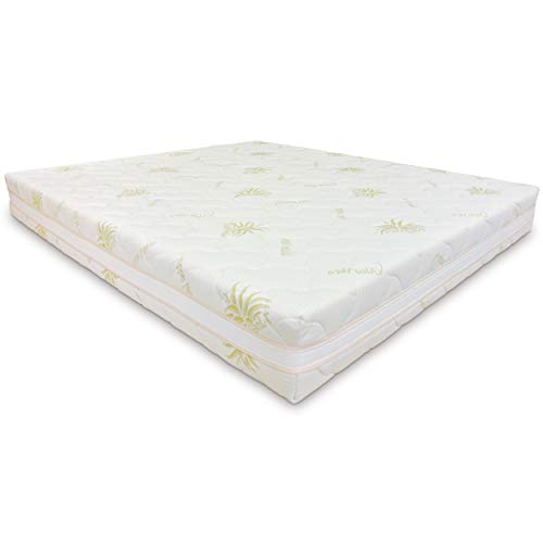 Baldiflex Emporio Fodera per Materasso Singolo in Aloe Vera, Coprimaterasso, con Fascia Traspirante, Sfoderabile con Zip, Atossica, Misura 80x190x22 cm