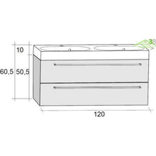 Kit Mobile lavabo RIHO & SLIMLINE SET 77 in legno laccato lucido, 120 x 38 a 60,5 cm