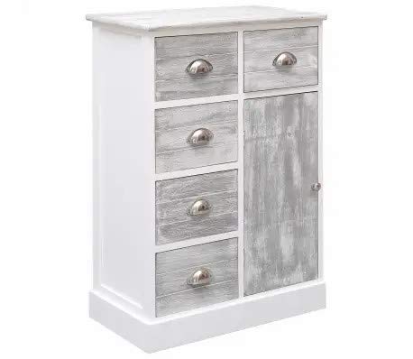 Cikonielf - Armadietto per credenza autoportante, libreria, con 1 credenza, 5 cassetti, colore: grigio, 113 x 30 x 79 cm, 2 pezzi
