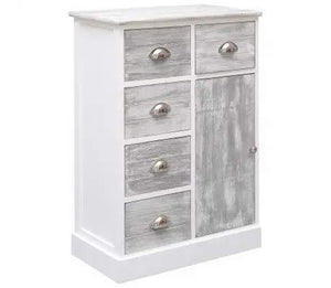 Cikonielf - Armadietto per credenza autoportante, libreria, con 1 credenza, 5 cassetti, colore: grigio, 113 x 30 x 79 cm, 2 pezzi