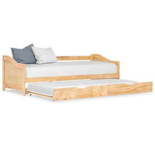 BIGTO - Divano letto estraibile, struttura in legno di pino massello, per la casa, 90 x 200 cm, marrone chiaro