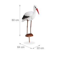 Relaxdays Figura da Giardino a Forma di Cicogna, Decorativa, Allontana gli Aironi, HxLxP: 80 x 22 x 64 cm, Bianco/Rosso