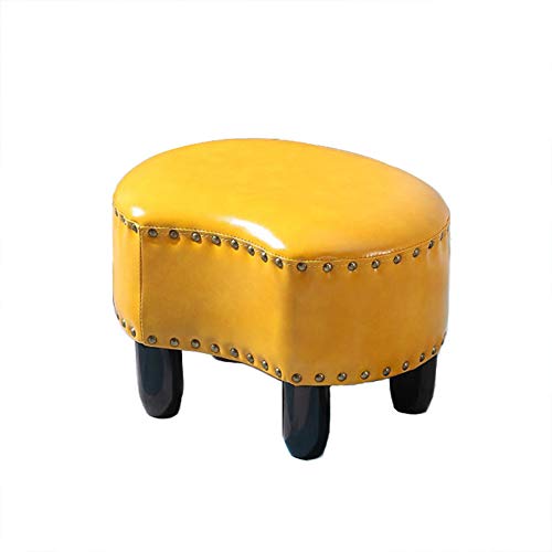DXAQC Legno massello Sgabello in Pelle Sgabello da Divano Famiglia Soggiorno Tavolino Sgabello Piccolo KTV Sgabello per camerino (Giallo)