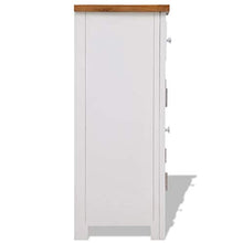 Credenza in legno massiccio con 2 cassetti e 2 ante, cassettiera per sala da pranzo, soggiorno, camera da letto, 90 x 33,5 x 83 cm, marrone e bianco