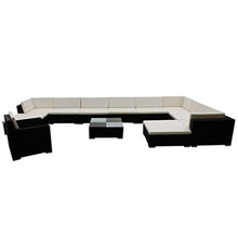 UnfadeMemory Set Divani da Giardino Resistente agli Agenti Climatici ed Impermeabile 12 pz con Cuscini in Polyrattan Nero