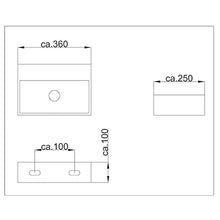 Alpenberger - Lavabo con rivestimento antibatterico in ceramica, 36 x 25 cm, da appendere o da appoggio, con rivestimento nano e design elegante