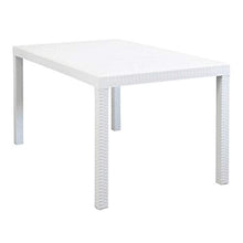 MilaniHome Set Tavolo da Giardino Rettangolare Fisso Cm 150 X 90 con 6 Sedie in Wicker Stampato Bianco da Esterno Giardino