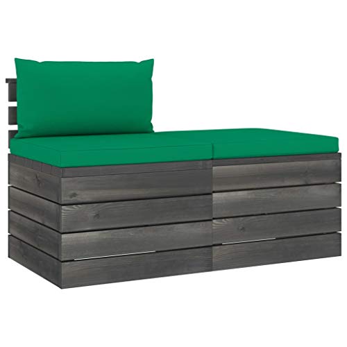 FAMIROSA Set Divani da Giardino su Pallet 2 pz con Cuscini Massello Pino-1676