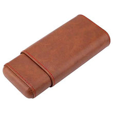 Sigaro Cassa del Cuoio Genuino Cigar Box Legno di Cedro Allineato Cigar Holder Sigari Proteggere dalla Collisione Portatile Viaggi Mini Box (Brown) per 3 Sigari,Giallo