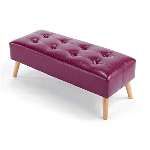 Panca Ottomana Poggiapiedi Imbottito Ottomana Panca poggiapiedi Modern Luxury Pouffe Stool 4Legs Legno (Ecopelle) (Colore : D, Size : 60cm)