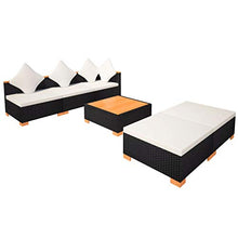 vidaXL Set Divani da Giardino 6 pz con Cuscini in Polyrattan Nero Sofa Esterni