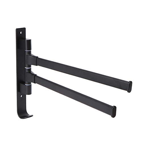 Portasciugamani da terra Portasciugamani da bagno girevole appeso mensola forata a parete per riporre senza ripiano-Nero_30X24CM