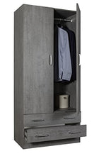 COMPOSAD | Armadio della Linea FACILE con 2 Ante e 2 Cassetti, Armadio con Ante, Camera da Letto, Dimensioni (LxAxP) 81,90x184,40x46,30 cm, Colore Grigio Cemento, Made in Italy