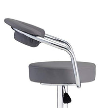 Set di 2 sgabelli da bar regolabili in altezza, con schienale, braccioli e poggiapiedi, in ecopelle, girevole a 360°, colore: grigio