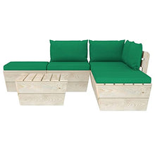 SKM Set Divani da Giardino su Pallet 6 pz con Cuscini Legno Abete (93.1kg) Verde-3497
