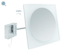 Libaro LUCERA - Specchio cosmetico a LED, quadrato, ingrandimento 5x, montaggio a parete, in ottone inossidabile, cavo bianco