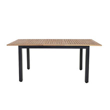 Unbekannt Ausziehtisch, Tischplatte aus FSC-zertifiziertem Akazienholz, Aluminiumgestell, 180-240 x 90 x 74-76,5 cm Tavolo, Nero