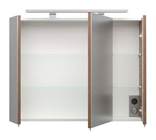 Set di mobili da bagno Malema in bianco-noce con frontale arrotondato 3 pz.
