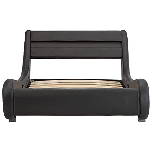 vidaXL Giroletto con LED Elegante Robusto Contemporaneo con Telecomando Telaio Imbottito Struttura Letto Grigio in Similpelle 100x200 cm