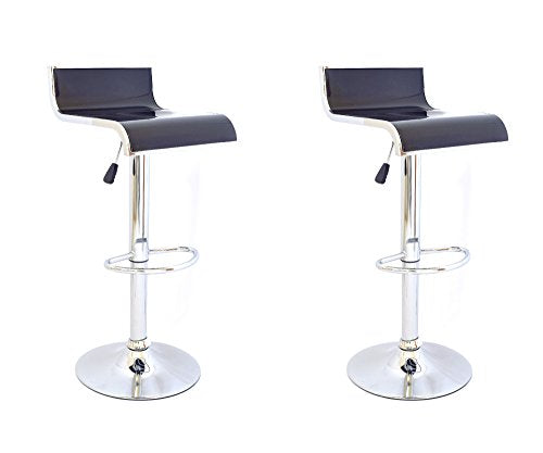 Yellowshop - Sgabelli Girevoli Nero E Cromato Sgebello Disign Ergonomico Regolabile Direzionale con Schienale E Poggiapiedi da Bar Pub Studio Ufficio Cucina Modello Plex Coppia (2 Pezzi)