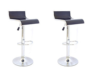 Yellowshop - Sgabelli Girevoli Nero E Cromato Sgebello Disign Ergonomico Regolabile Direzionale con Schienale E Poggiapiedi da Bar Pub Studio Ufficio Cucina Modello Plex Coppia (2 Pezzi)