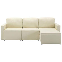 vidaXL Divano Letto Modulare a 3 Posti Divano Componibile per Tre Persone Divanetto Poltrone Arredo per Salotto Arredamento Crema in Similpelle
