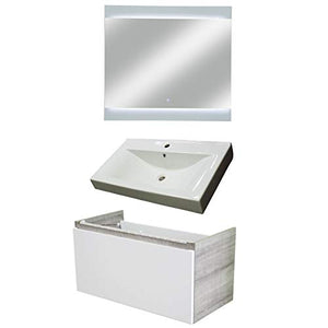 Fackelmann PIURO 3 Pezzi Set di mobili da Bagno – Mobiletto da Bagno/lavabo/Specchio