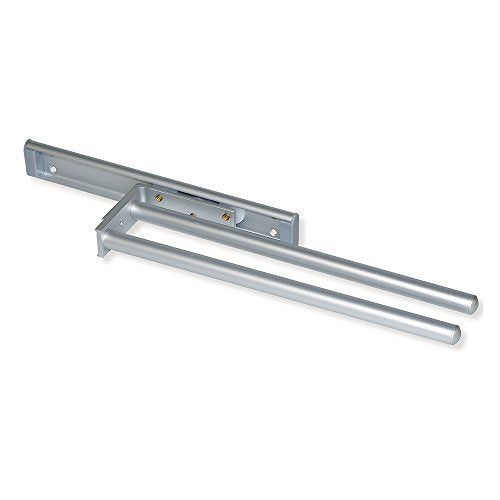Emuca 7086862 Supporto Portasciugamani Estraibile con 2 Bracci, Grigio (Alluminio), 310 mm