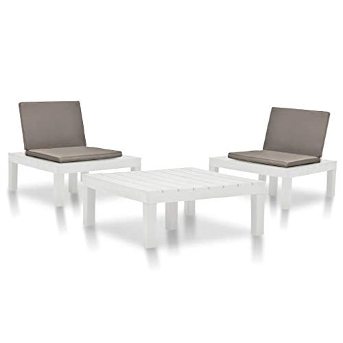 FAMIROSA Set Divani da Giardino 3 pz in Plastica Bianca