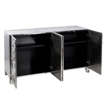 DENZZO - Cassettiera in legno rivestita in metallo, motivo foglie argentate Cagliari