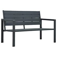 vidaXL Panchina da Giardino Aspetto Legno Leggera Robusta Elegante Rustica Panca Esterno 120 cm in Plastica HDPE Grigia Telaio Acciaio
