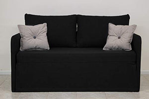 Ponti Divani - Compact - Divano Letto Compatto salvaspazio - divanoletto Artigianale, Made in Italy con Materasso in Poliuretano espanso 155x85 - Divano Letto Una Piazza e Mezzo - Tessuto Nero