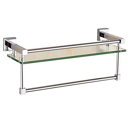 NHLBD Mensola da Bagno, mensola portaoggetti - Bagno mensola a Parete Doccia Caddy mensola di Vetro for Il Bagno equipaggiamento con partizione portasciugamani da Bagno (Size: 61.5 * 14cm)
